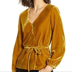 J.Crew Faux-wrap top in drapey velvet